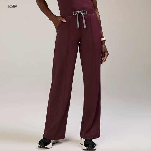 Burgundy High Waisted Salina FORMx Scrub Pants | Figs - Picture 1 of 9